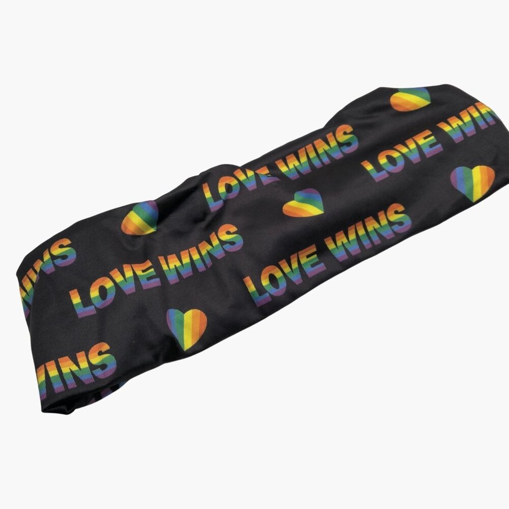 Love Wins Rainbow Pride Headband Stretchy Elastic Fabric Hair Accessory